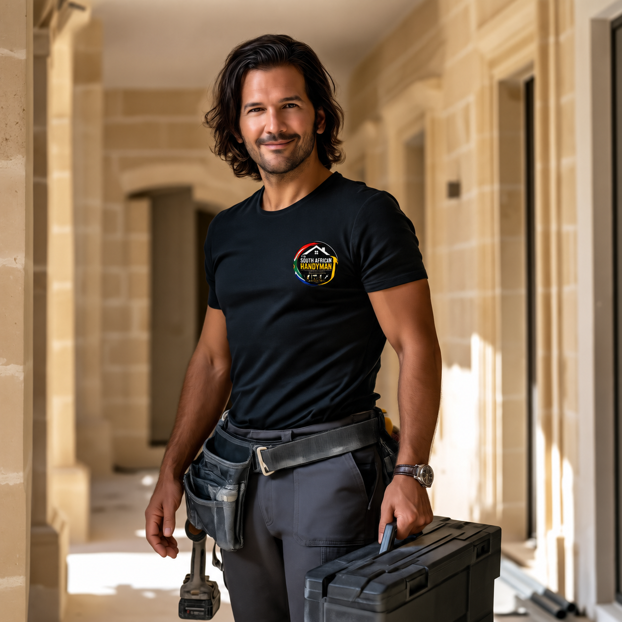 The South African Handyman branded image in a Maltese limestone setting